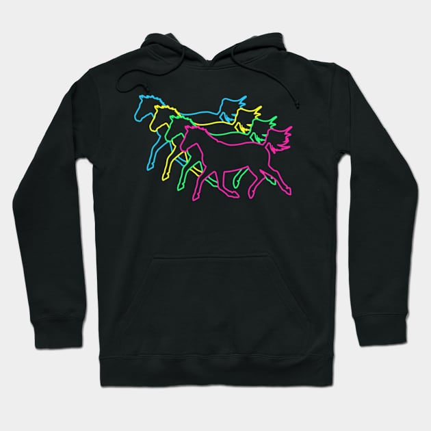 Horse 80s Neon Hoodie by Nerd_art